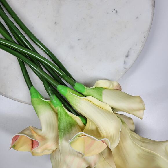 VTG Faux Calla Lily Stems 24" Cream Pink LongThick Stem 7 Artificial Flowers - Picture 7 of 16